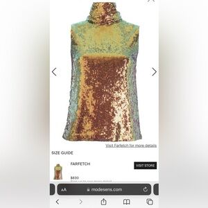 Lapointe - Pink-Gold Iridescent Sequin Draped Sleeveless Turtleneck
